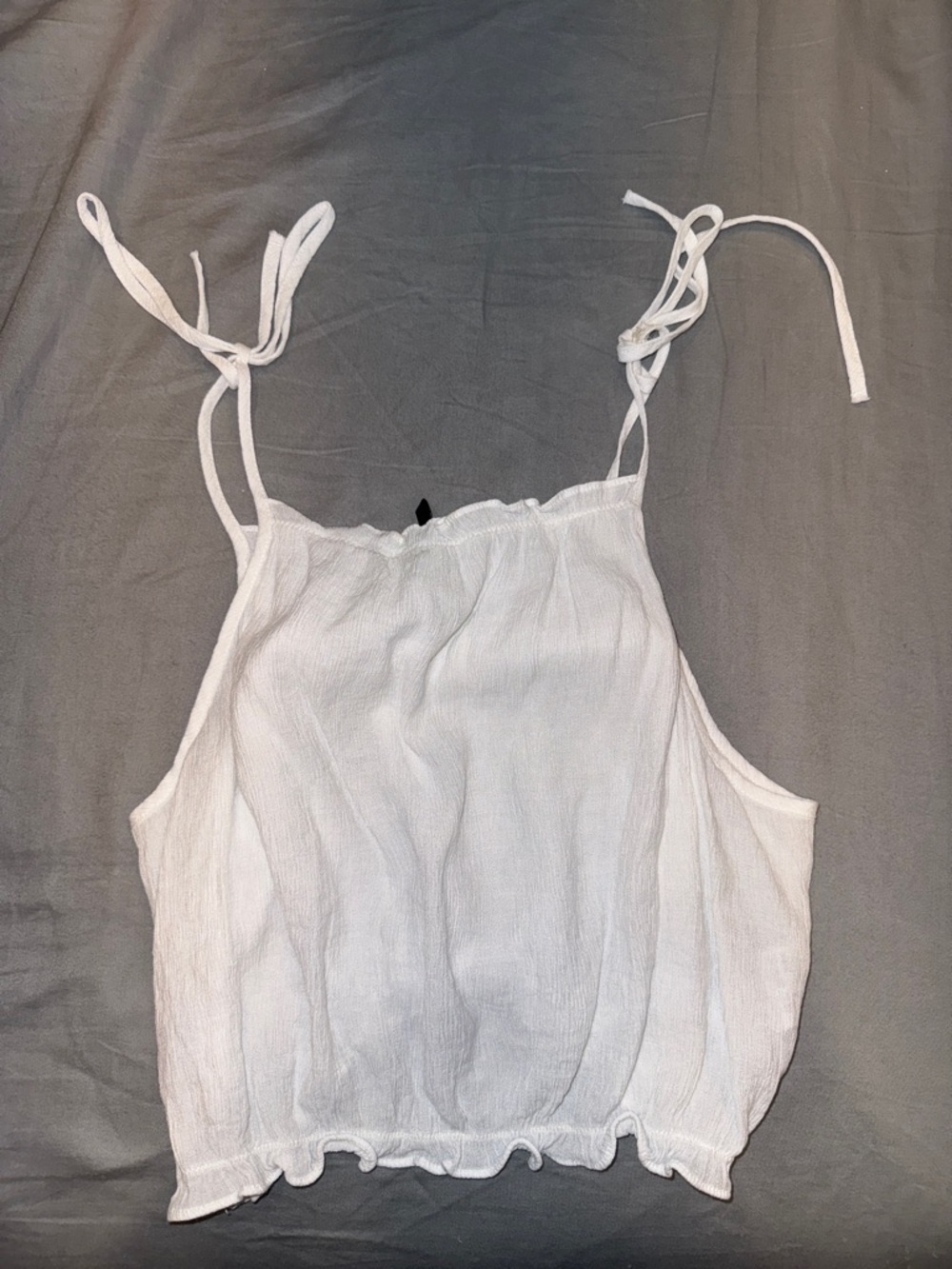 Divided White Tie-Shoulder Cropped Tank Top